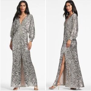 Sachin & Babi Gabby Gown Silver Sequin